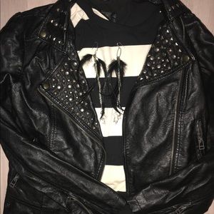 Ladies Pleather Studded Jacket